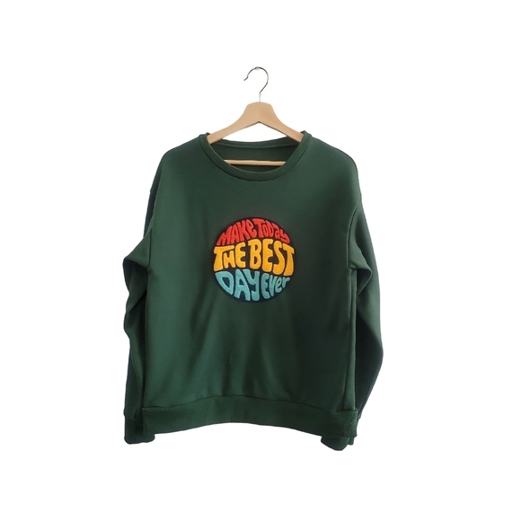 Cider Sweaters - CIDER Size S Green Graphic Crewneck Sweater